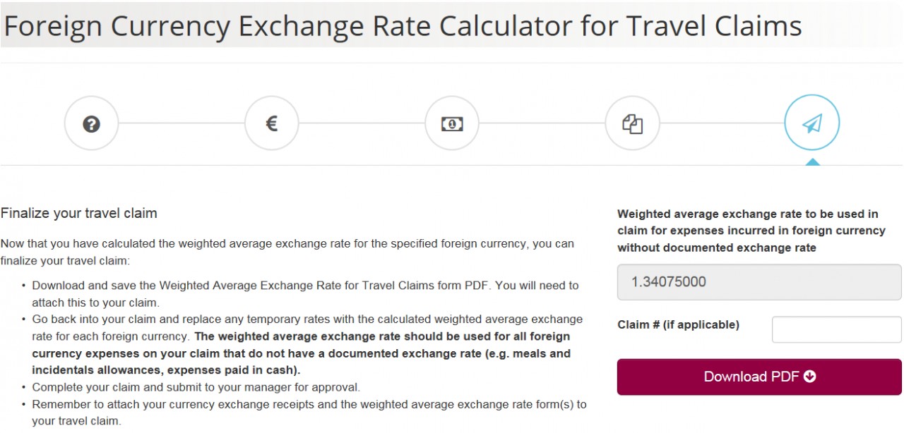Foreign Currency Exchange Rate Calculator screenshot - Page 5 - Finalize Your Claim